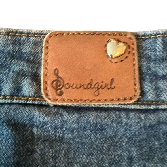 Soundgirl Y2K Distressed Blue Jean Skirt Measures 36 Inches At Waist - Picture 4 of 8